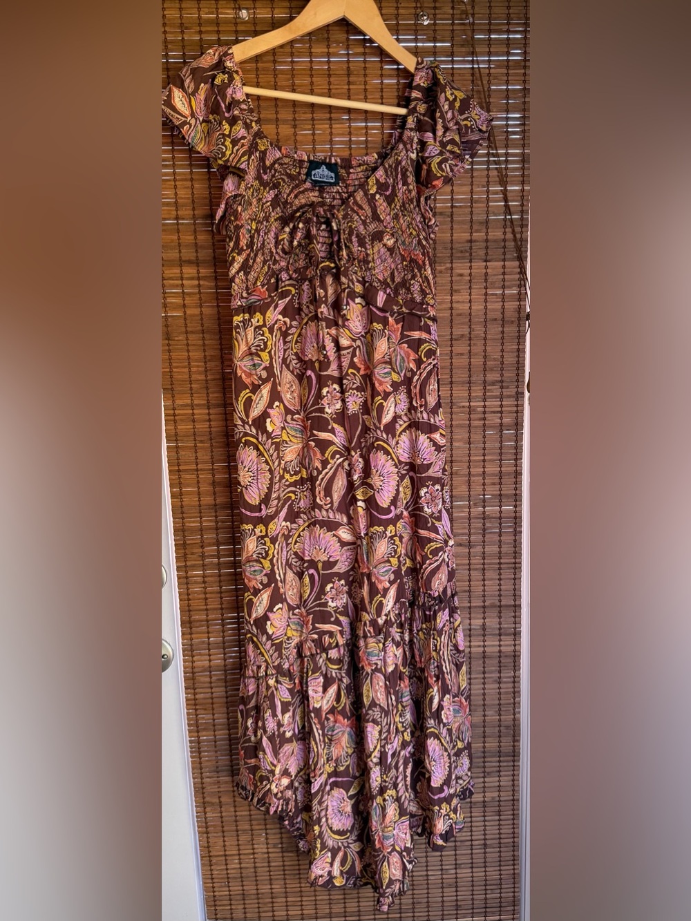 Vintage Angie Autumn Petals Brown Floral Boho Maxi Dress Size Small NWOT - Picture 2 of 10